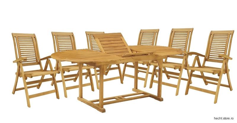Hecht Camberet Set Masa cu 6 scaune lemn masiv